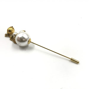Salvatore Ferragamo Anstecknadel Brosche, Perlenoptik, Box