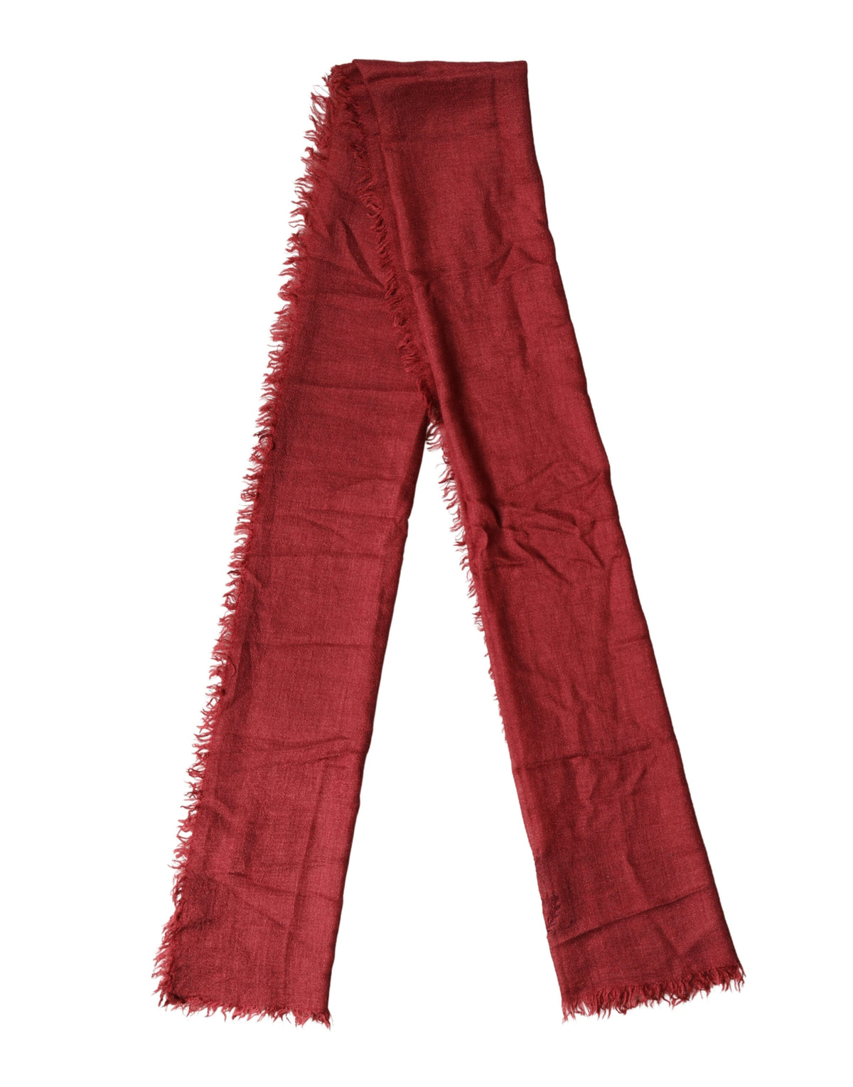 Dolce & Gabbana Roter Kaschmir-Seiden-Fransen-Wickelschal Foulard 200cm x 70cm