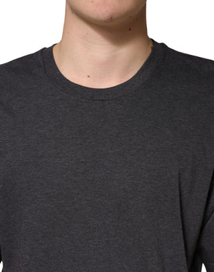Dolce & Gabbana Dunkelgraues Baumwoll-T-Shirt mit Rundhalsausschnitt und kurzen Ärmeln