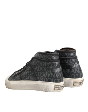 Dolce & Gabbana Schwarze und weiße Canvas-Sneaker mit Logo, mittelhoch