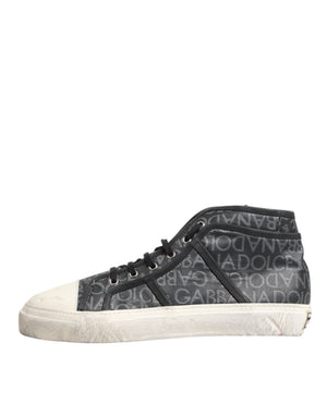 Dolce & Gabbana Schwarze und weiße Canvas-Sneaker mit Logo, mittelhoch