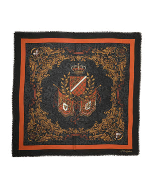 Dolce & Gabbana Mehrfarbiger Schal aus Kaschmir mit Wappen-Print, 272 cm x 132 cm