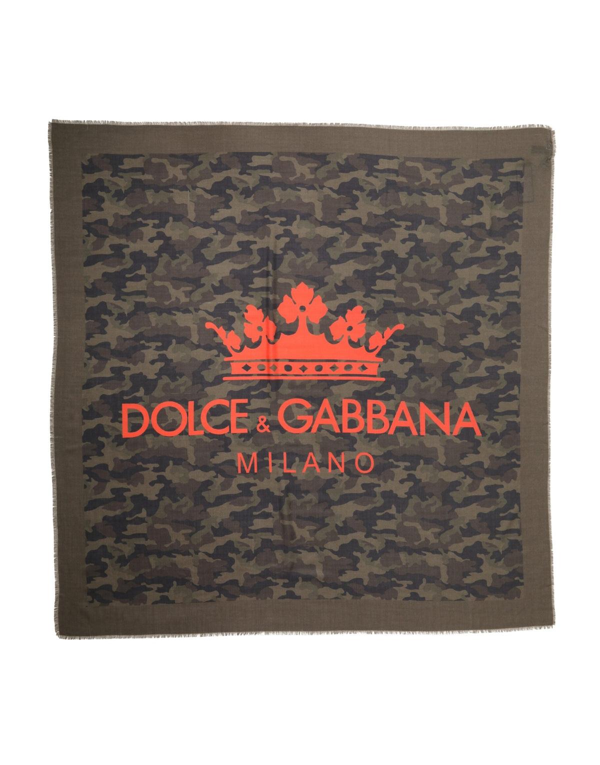 Dolce & Gabbana Schal aus Kaschmir mit grünem Camouflage-Logo, 138cm x 137cm für Herren