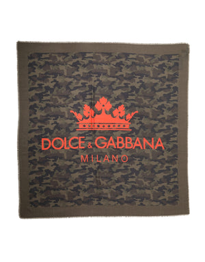 Dolce & Gabbana Schal aus Kaschmir mit grünem Camouflage-Logo, 138cm x 137cm für Herren