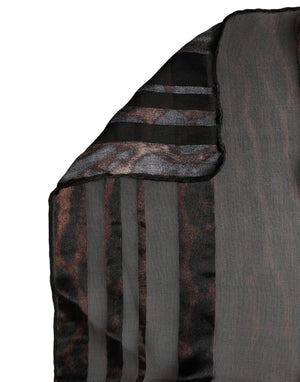Dolce & Gabbana Schwarzer Seidenschal mit Streifen 193cm x 131cm Stola