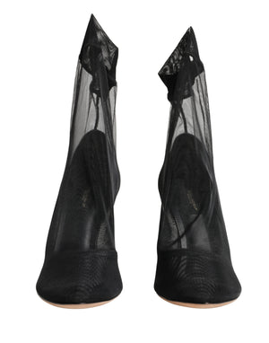 Dolce & Gabbana Schwarze Sockenstiefel aus Stretch-Nylon-Mesh