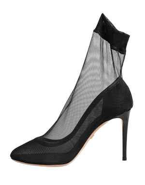 Dolce & Gabbana Schwarze Sockenstiefel aus Stretch-Nylon-Mesh