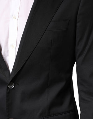 Dolce & Gabbana Schwarzer Baumwoll-Zweiteiler mit Einreiher