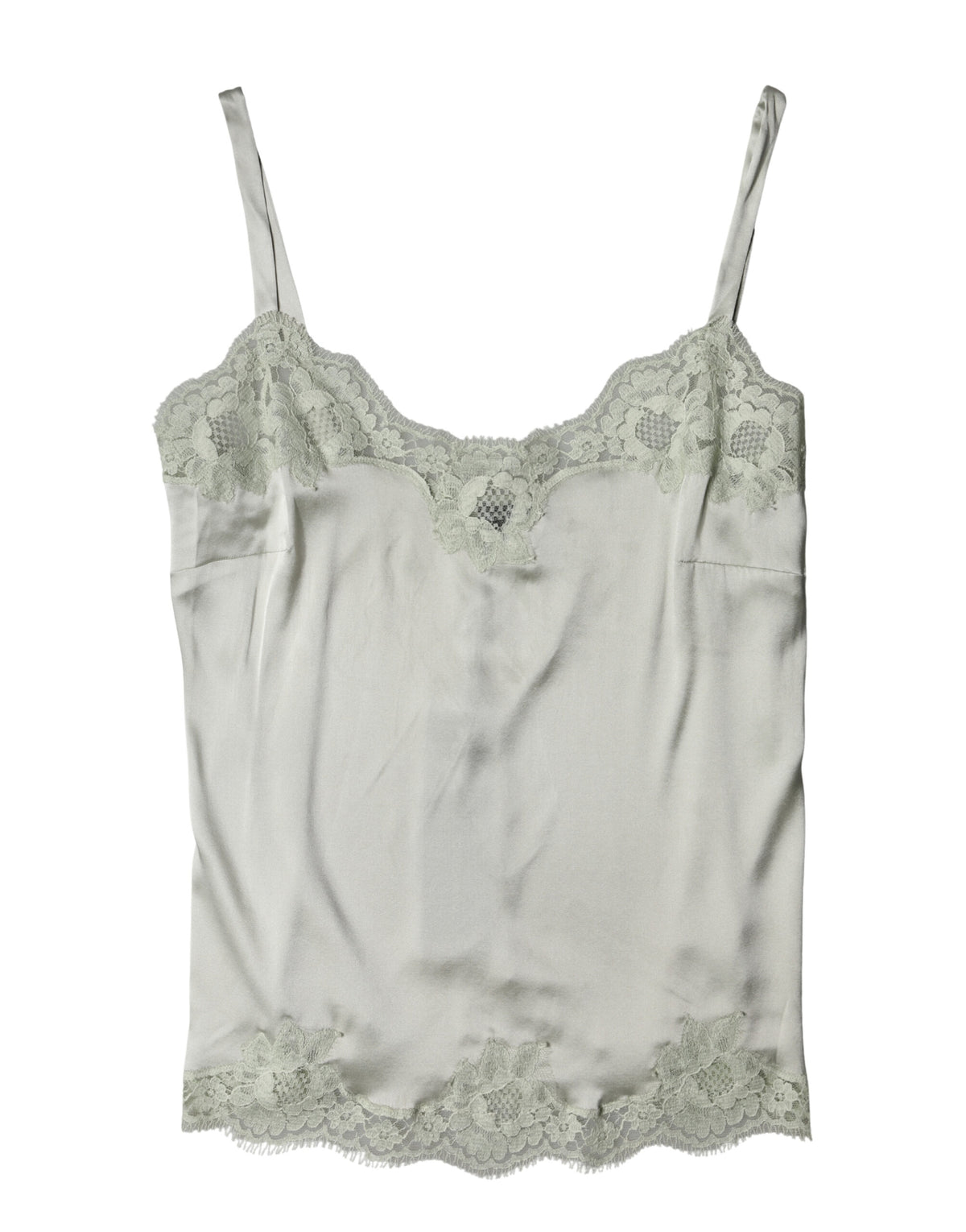 Dolce & Gabbana Hellgrünes Lingerie-Top aus floraler Spitze