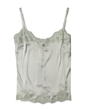 Dolce & Gabbana Hellgrünes Lingerie-Top aus floraler Spitze