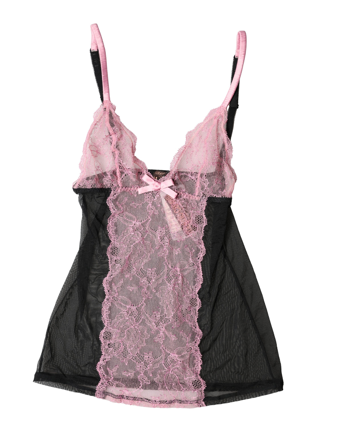 Roberto Cavalli Schwarzes Dessous-Top mit rosa Blumen-Spitze