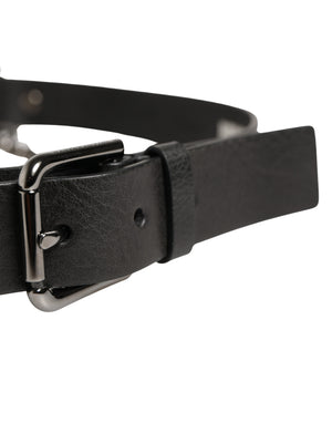 Dolce & Gabbana Schwarzer Ledergürtel mit silberner Kette für Herren