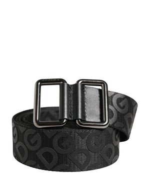 Dolce & Gabbana Schwarzer Gürtel mit Logo-Monogramm und silberner Metallschnalle