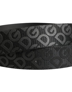 Dolce & Gabbana Schwarzer Gürtel mit Logo-Monogramm und silberner Metallschnalle