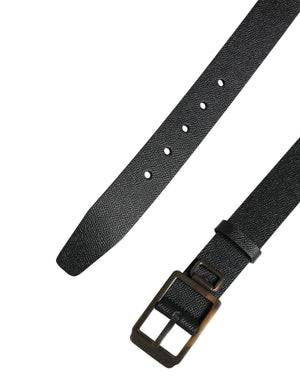 Dolce & Gabbana Schwarzer Kalbsleder Gürtel mit goldener Metallschnalle