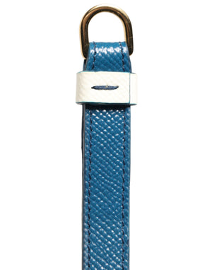 Dolce & Gabbana Weiße Kalbsleder Logo Flip Halter Riemen Airpods Hülle