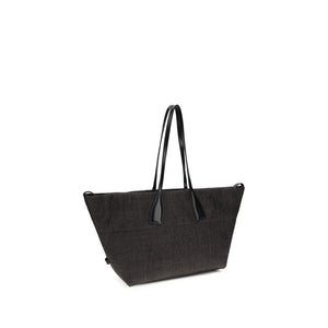 Balmain Schwarze Raffia-Umhängetasche