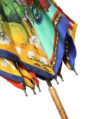 Dolce & Gabbana Multicolor Carretto Siciliano Print Collapsible Umbrella