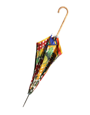 Dolce & Gabbana Multicolor Carretto Siciliano Print Collapsible Umbrella