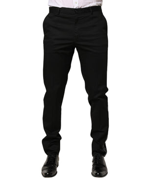 Dolce & Gabbana Schwarze Baumwoll-Skinny-Herren-Anzughose