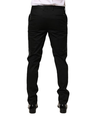 Dolce & Gabbana Schwarze Baumwoll-Skinny-Herren-Anzughose