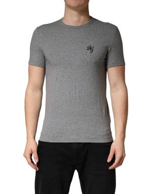 Dolce & Gabbana Graues DG Logo Rundhals Herren Unterhemd-T-Shirt