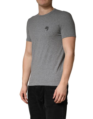 Dolce & Gabbana Graues DG Logo Rundhals Herren Unterhemd-T-Shirt