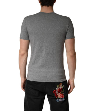 Dolce & Gabbana Graues DG Logo Rundhals Herren Unterhemd-T-Shirt