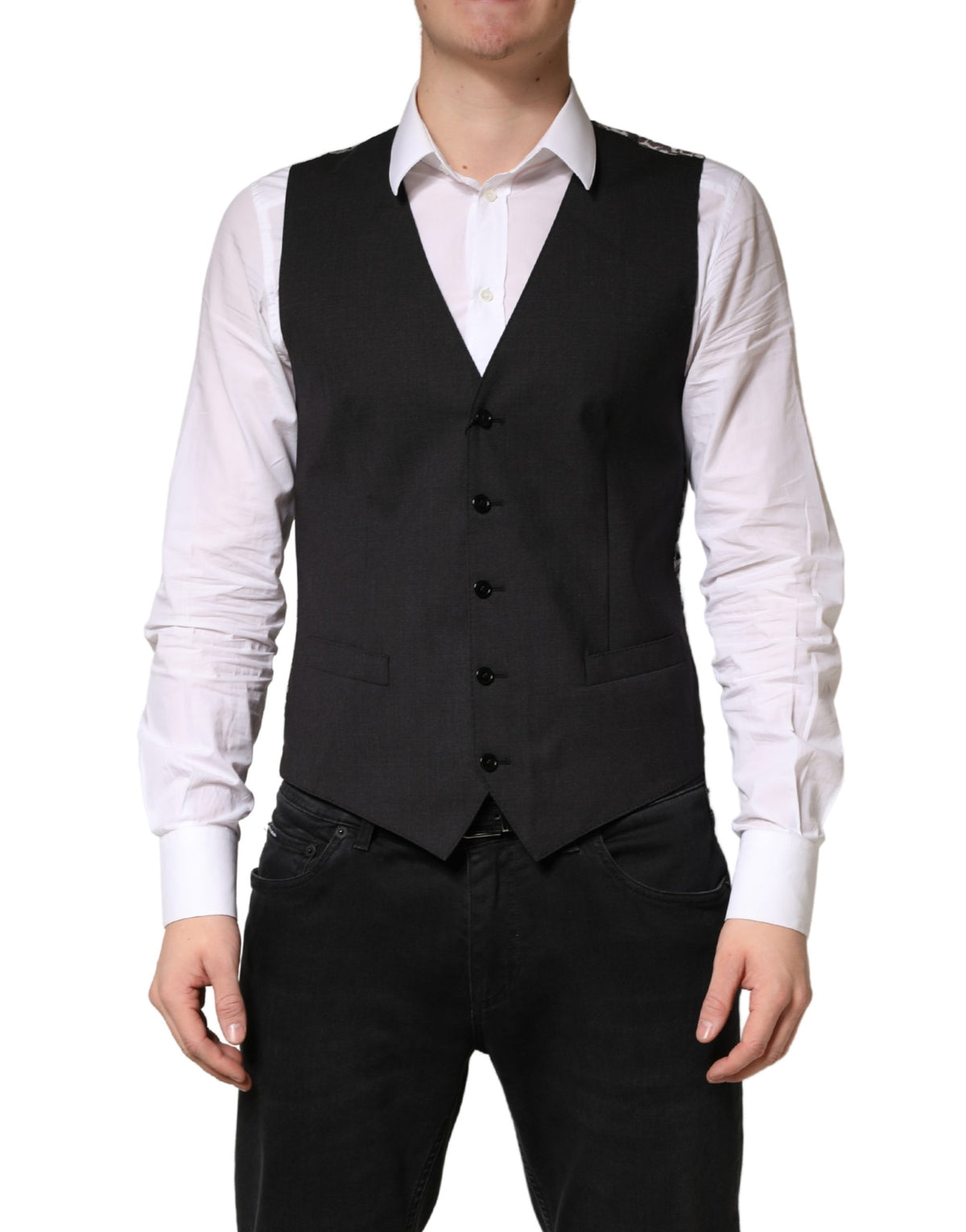 Dolce & Gabbana Schwarze Wollweste für Herren – Formeller Schnitt