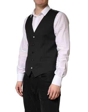 Dolce & Gabbana Schwarze Wollweste für Herren – Formeller Schnitt