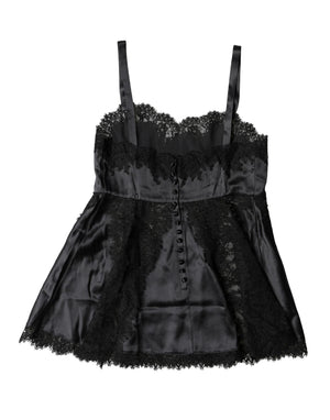 Dolce & Gabbana Schwarzes Spitzen-Dessous-Top aus Seide