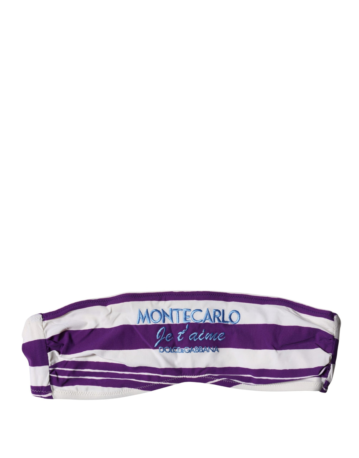 Dolce & Gabbana Violett-weiße Streifen Bandeau-Badeanzug aus Nylon