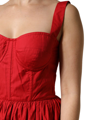 Dolce & Gabbana Rotes Baumwoll-A-Linien-Minikleid ohne Ärmel