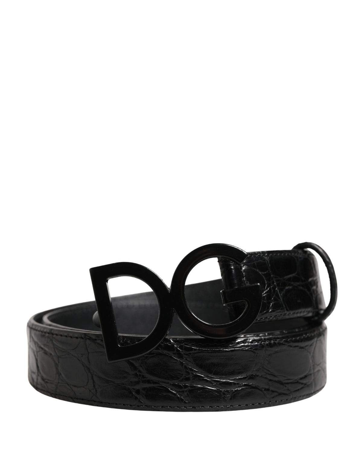 Dolce & Gabbana Herren Gürtel aus schwarzem exotischem Leder mit Logo-Schnalle