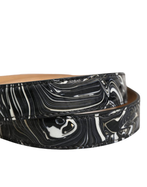 Dolce & Gabbana Herren Gürtel aus schwarzem Marmorleder mit Metallschnalle