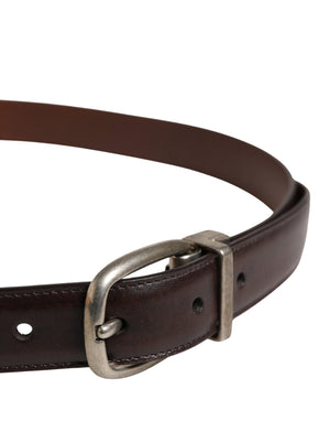 Dolce & Gabbana Herren Gürtel aus braunem Leder mit klassischer Metallschnalle