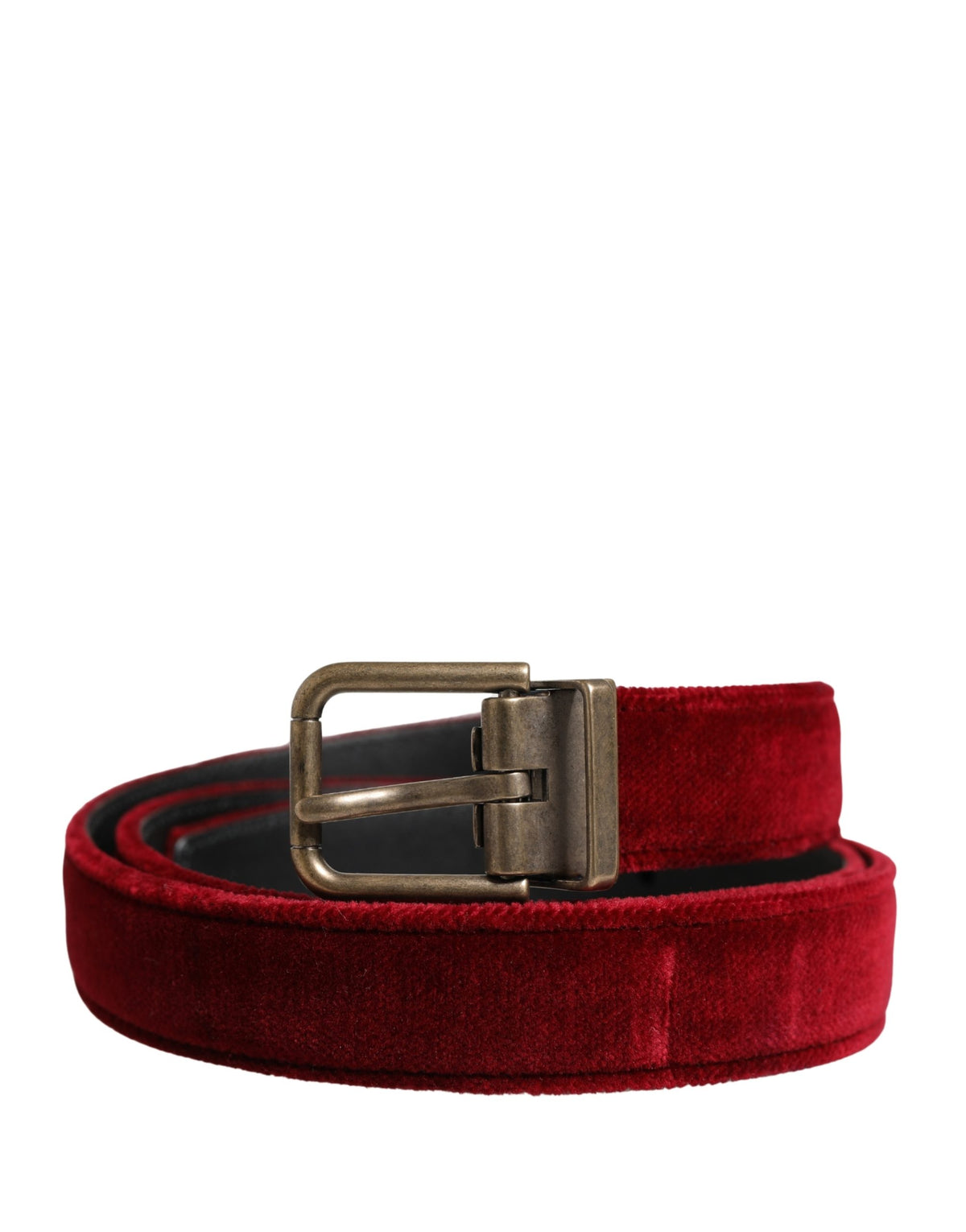 Dolce & Gabbana Herren Gürtel aus burgunderrotem Samt und Baumwolle mit Metallschnalle