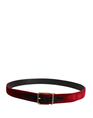 Dolce & Gabbana Herren Gürtel aus burgunderrotem Samt und Baumwolle mit Metallschnalle