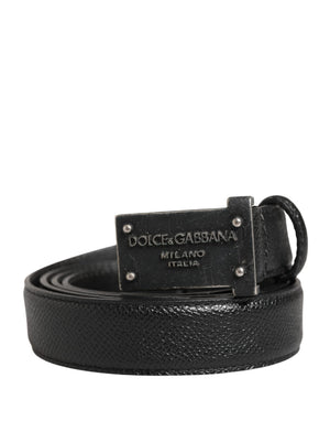 Dolce & Gabbana Herren Gürtel aus schwarzem Kalbsleder mit Logo und Metallschnalle