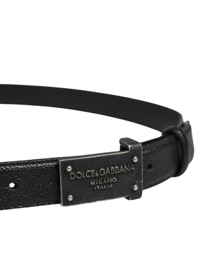 Dolce & Gabbana Herren Gürtel aus schwarzem Kalbsleder mit Logo und Metallschnalle