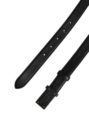 Dolce & Gabbana Herren Gürtel aus schwarzem Kalbsleder mit Logo und Metallschnalle