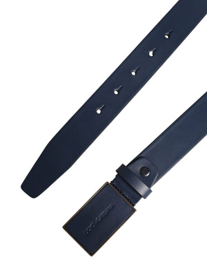 Dolce & Gabbana Blauer Kalbsleder-Gürtel mit Logo und Metallschnalle