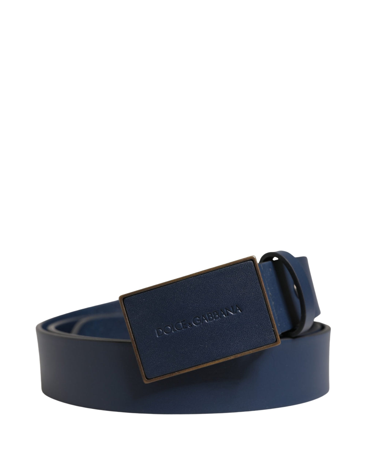 Dolce & Gabbana Herren Gürtel aus blauem Kalbsleder mit Logo und Metallschnalle