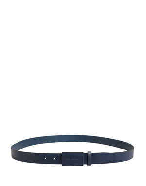Dolce & Gabbana Herren Gürtel aus blauem Kalbsleder mit Logo und Metallschnalle