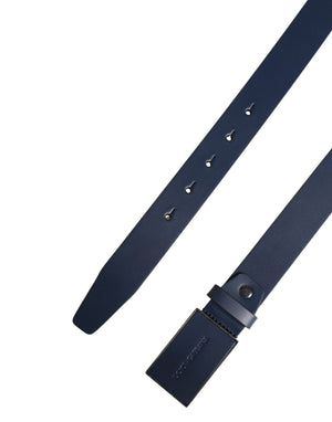 Dolce & Gabbana Herren Gürtel aus blauem Kalbsleder mit Logo und Metallschnalle