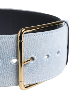Dolce & Gabbana Blauer Gürtel aus zweifarbigem Denim mit goldener Metallschnalle