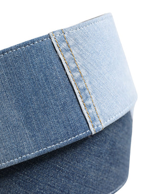 Dolce & Gabbana Blauer Gürtel aus zweifarbigem Denim mit goldener Metallschnalle