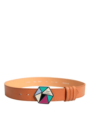 GF Ferre Orange Leder Hexagon Metall Schnalle Damen Gürtel
