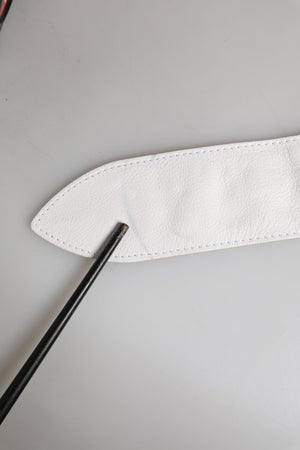 Orciani Damen Gürtel aus weißem Leder mit Verzierungen, breiter Taillengürtel Cintura