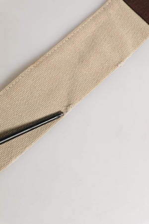 Ermanno Scervino Beige-brauner Leder-Canvas-Gürtel mit Metallschnalle